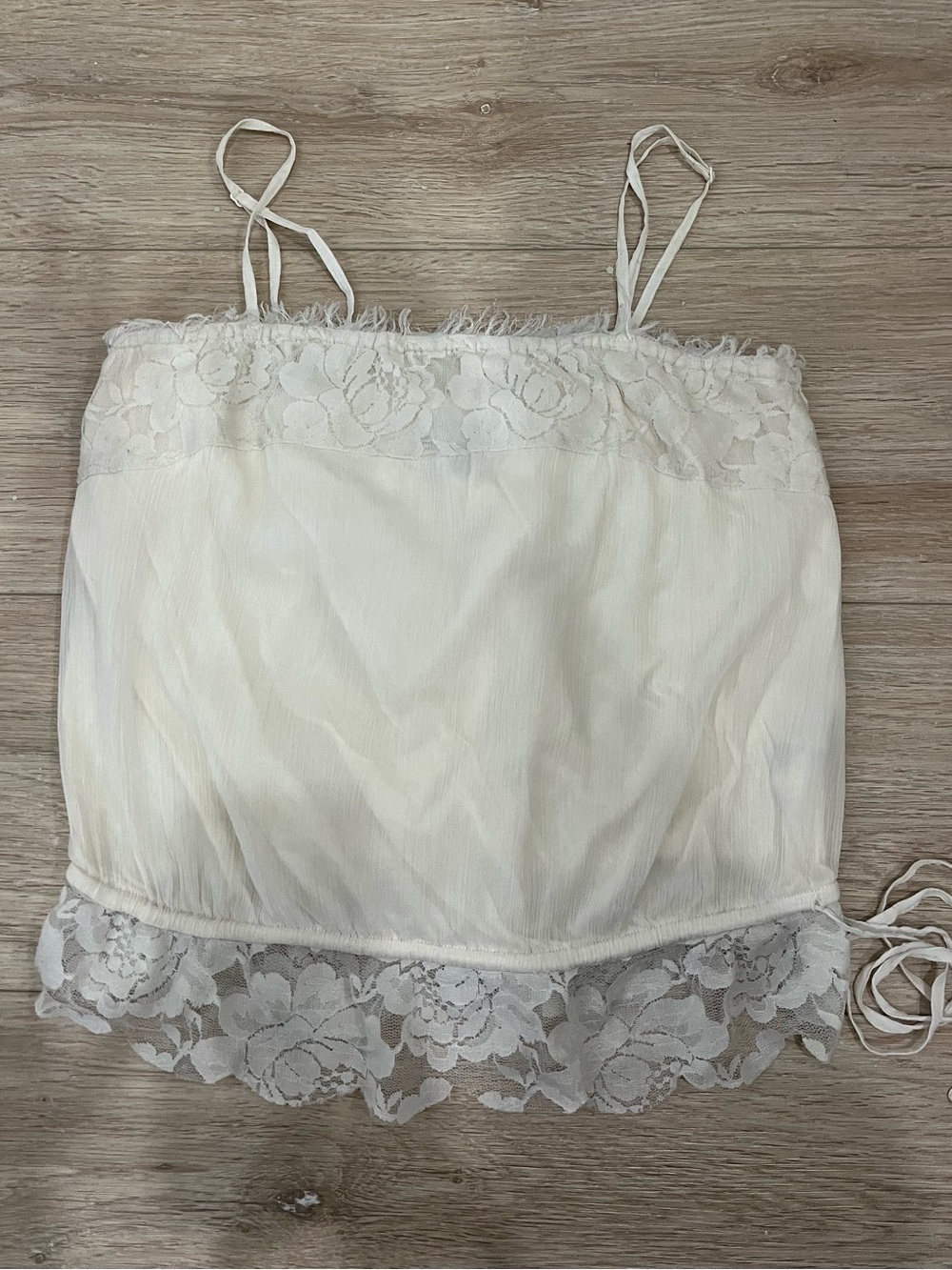 White Lace Trim Cami Top with Waist Tie